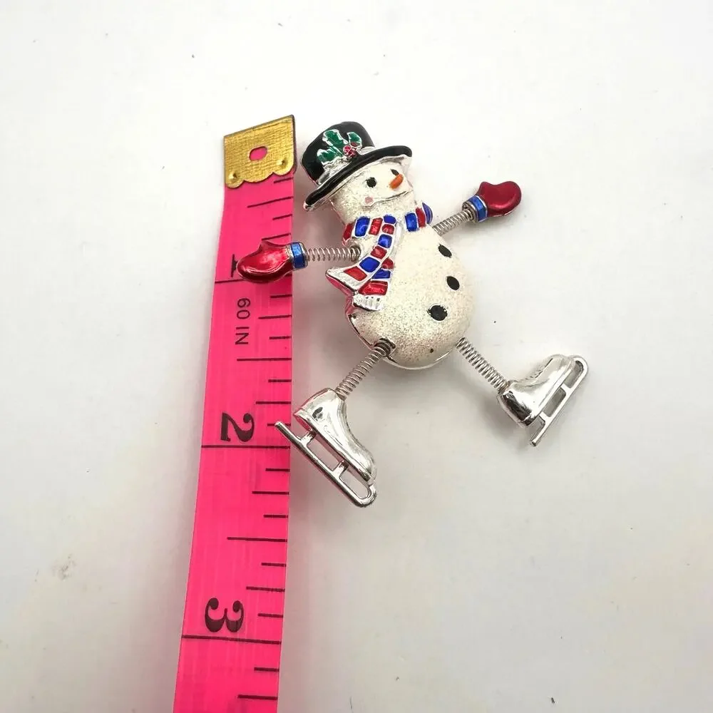 Vintage DANECRAFT Snowman Christmas Pin Enamel Brooch Xmas Holiday Retro